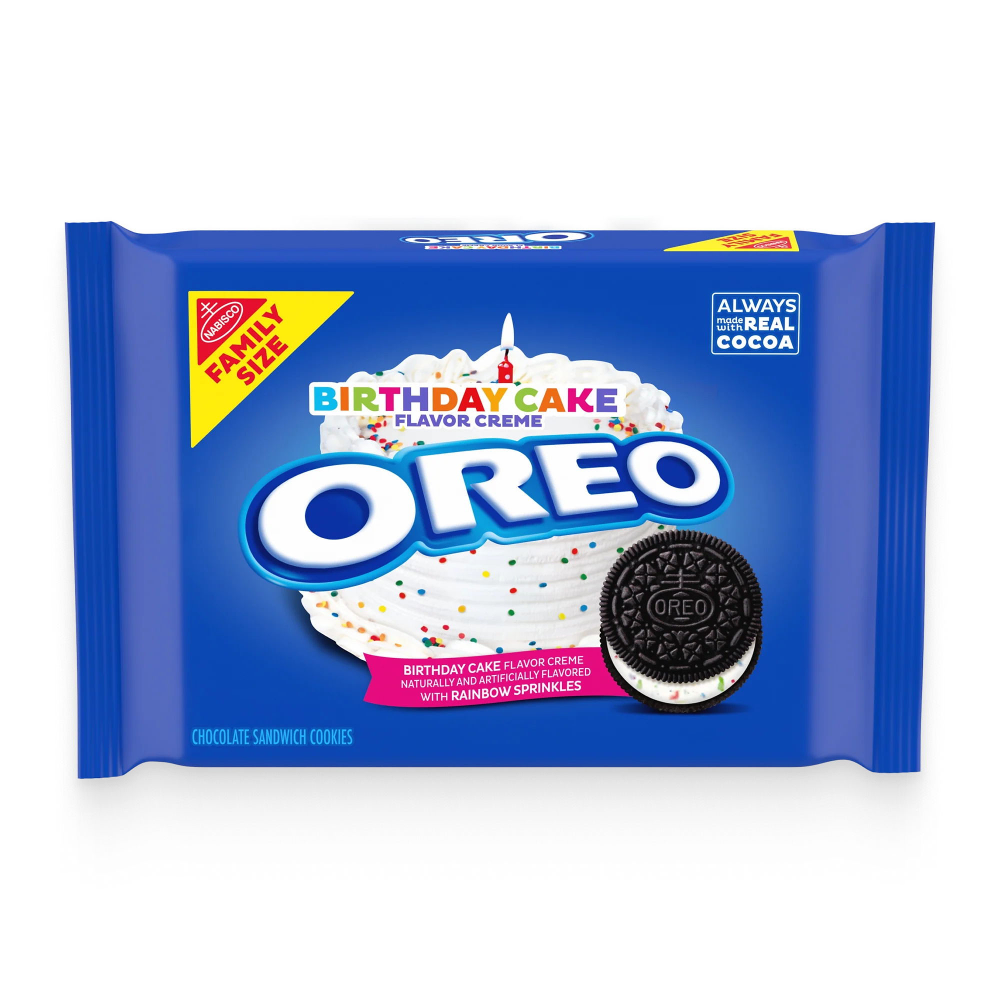 Birthday Cake Creme Chocolate Sandwich Cookies, Family Size, 2 Pack - Image 2